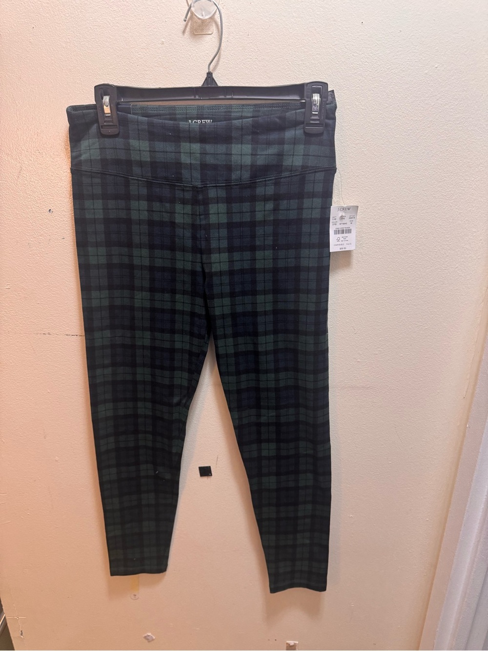 J. Crew Green & Black Plaid leggings size medium new w/tags